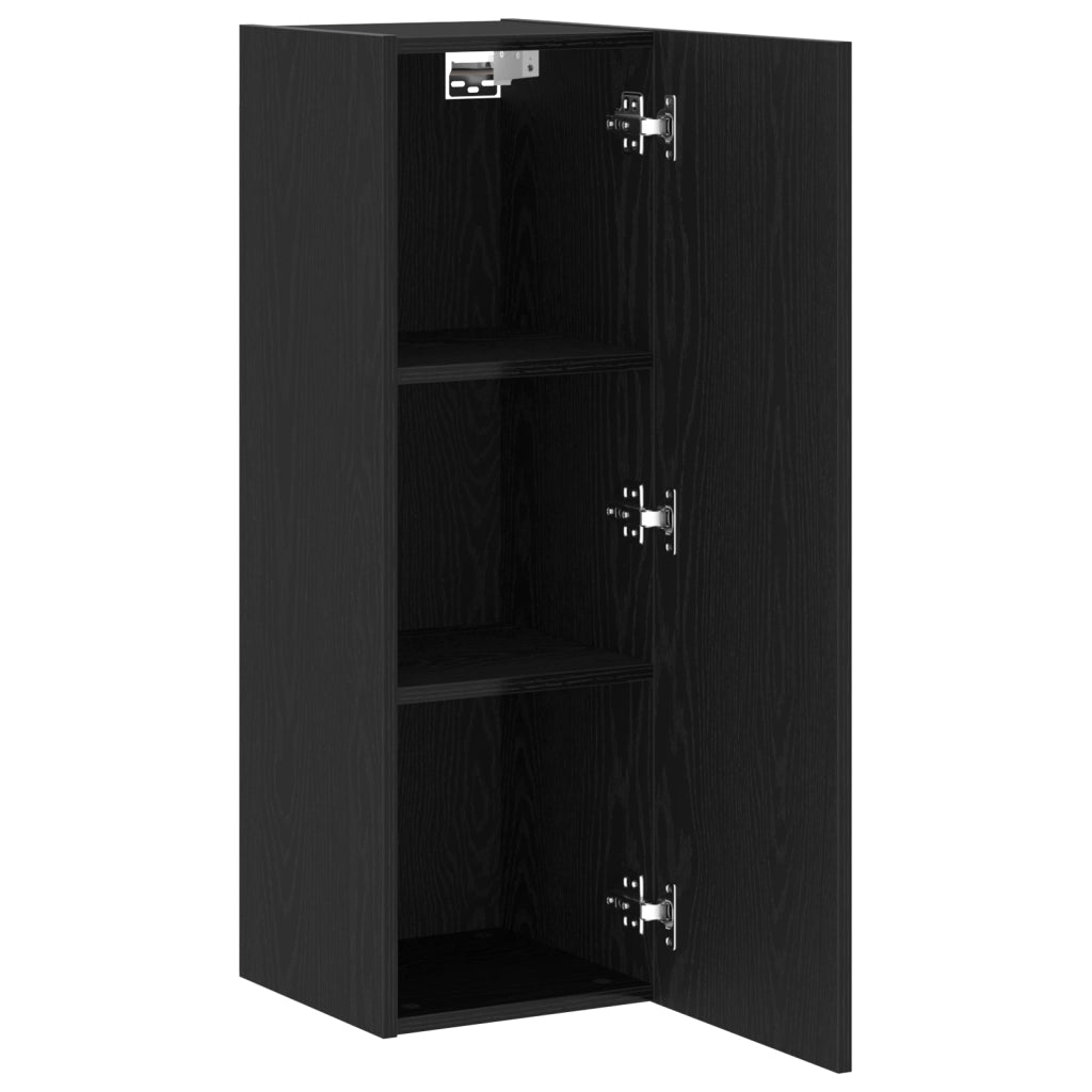 Mobile TV da parete  Nero Rovere 30,5x30x90 cm in legno ingegnerizzato