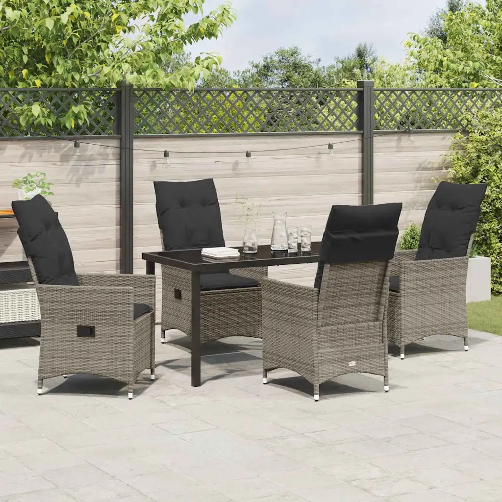 Set da Pranzo per Giardino con cuscino 5 pcs Grigio polyrattan 3379550