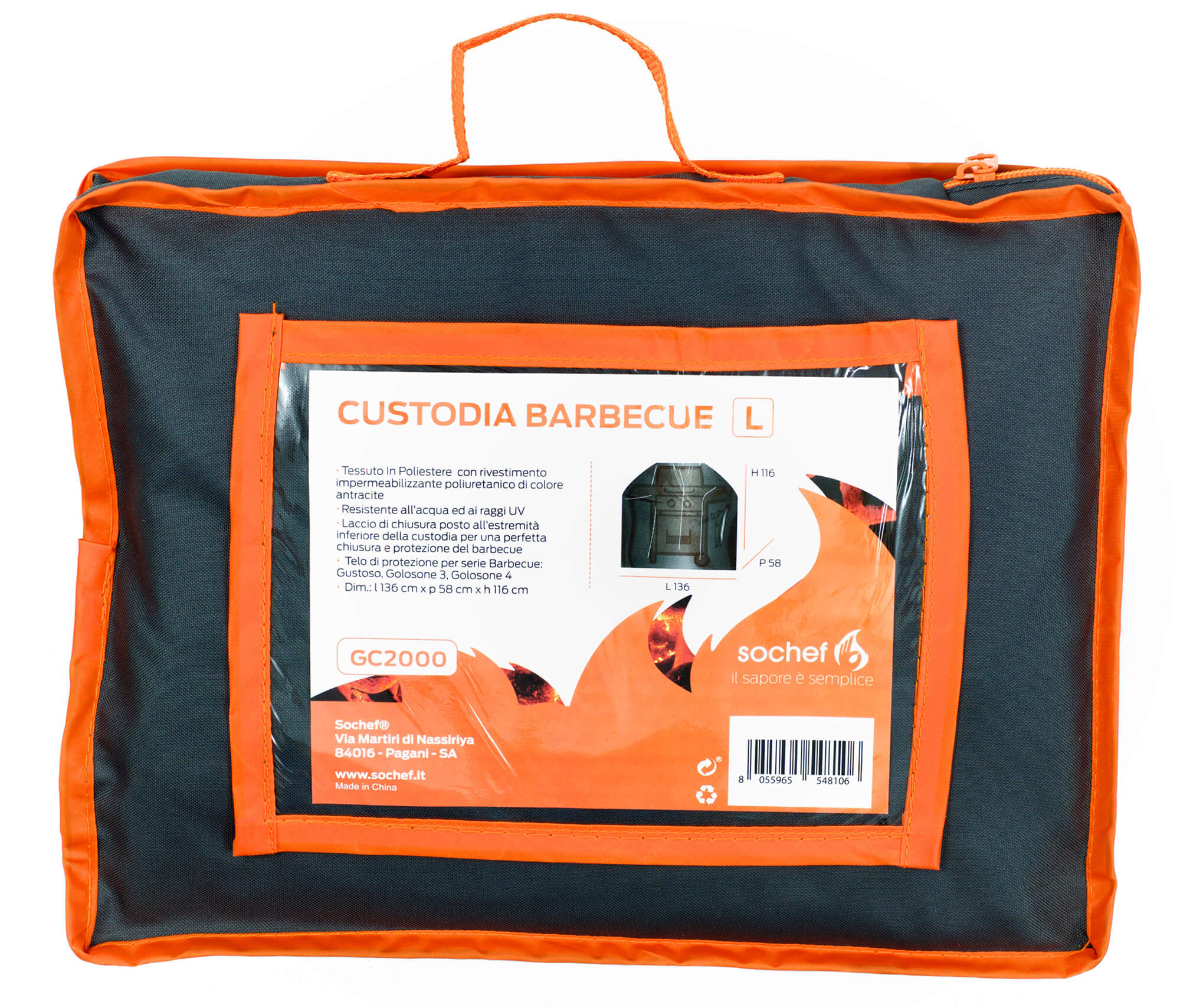 Telo Copri Barbecue Taglia L in Poliestere Impermeabile Sochef