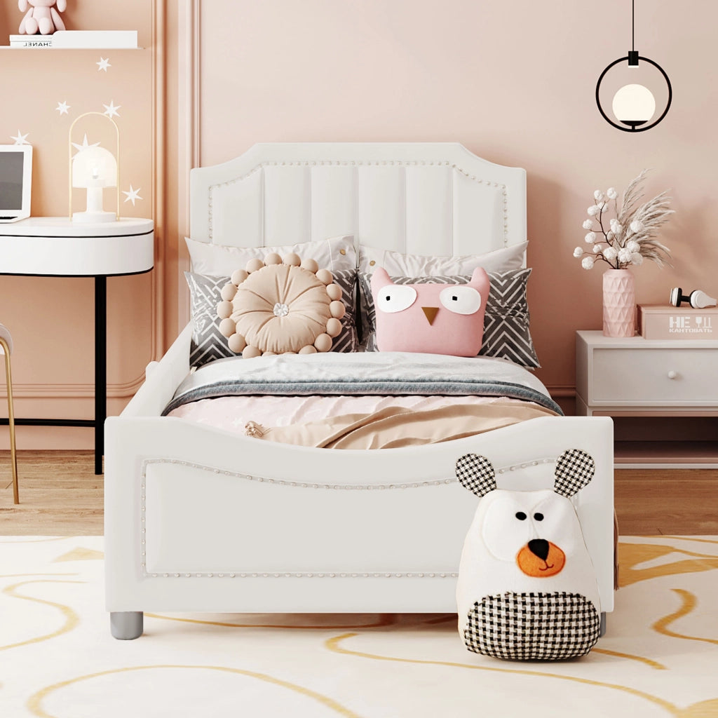 Letto per Bambini 90x200 cm; Letto Singolo - Divano; con Sponda - Flanella - Beige