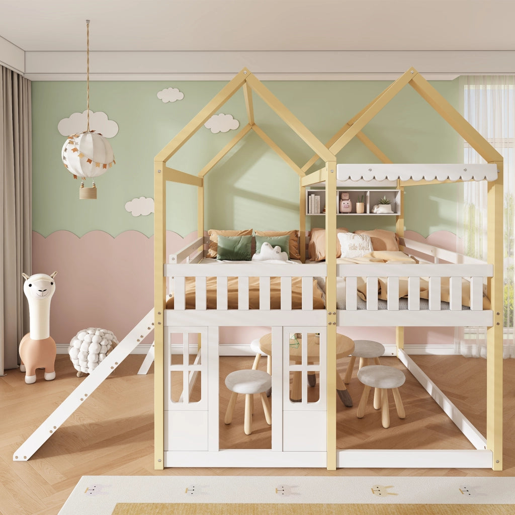 letto a castello in legno bianco e naturale 90 x 200 cm