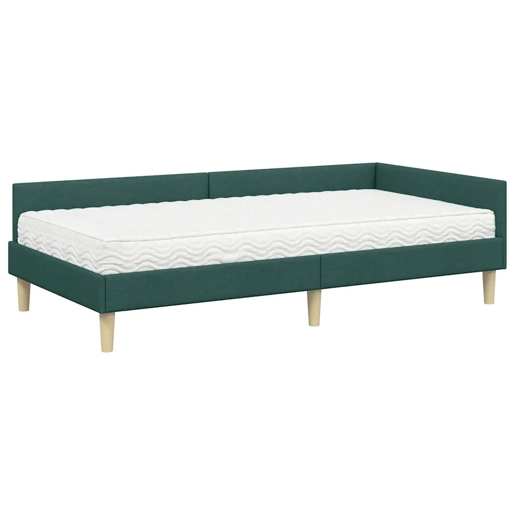 Struttura Letto Angolare con Materasso 2 pcs Verde Tessuto 3393665