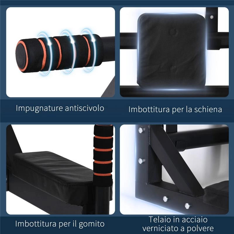 BARRA TRAZIONI MURO IN ACCIAIO CON IMBOTTITURE ANTISCIVOLO CARICO MASSIMO120 KG