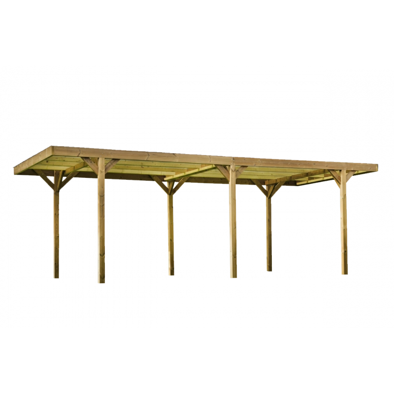 Tettoia auto in legno termotrattato 489x295 cm – carport con cpertura policarbonato 6 mm – Carport 1 posto auto – THP3063 Foresta