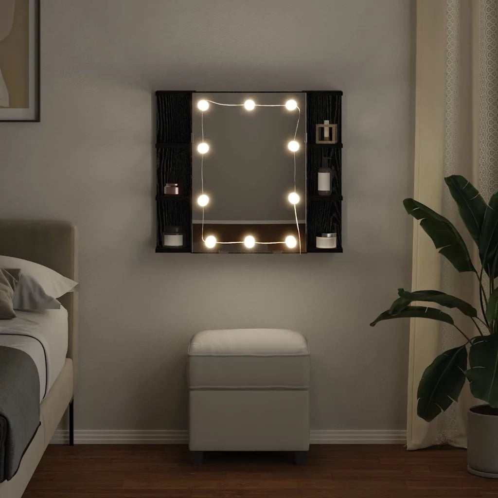 Mobiletto per specchio Rovere Nero 70 x 16,5 x 60 cm