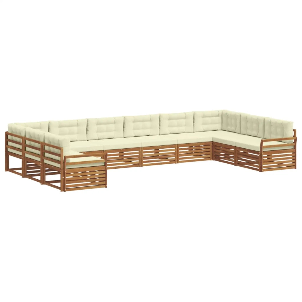Set divani 6 pcs Naturale e Crema Legno di Acacia Massello 3374210