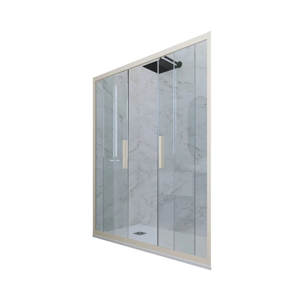 Porta doccia scorrevole 150 CM H 200 Vetro Trasparente Profilo Champagne mod. Glam
