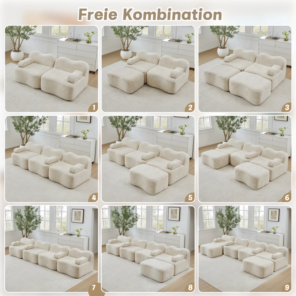 DIVANO MODULARE SENZA TELAIO Beige in velluto