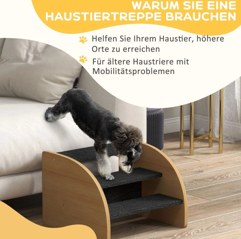 Scaletta a 3 gradini per animali color rovere, 38,5 cm