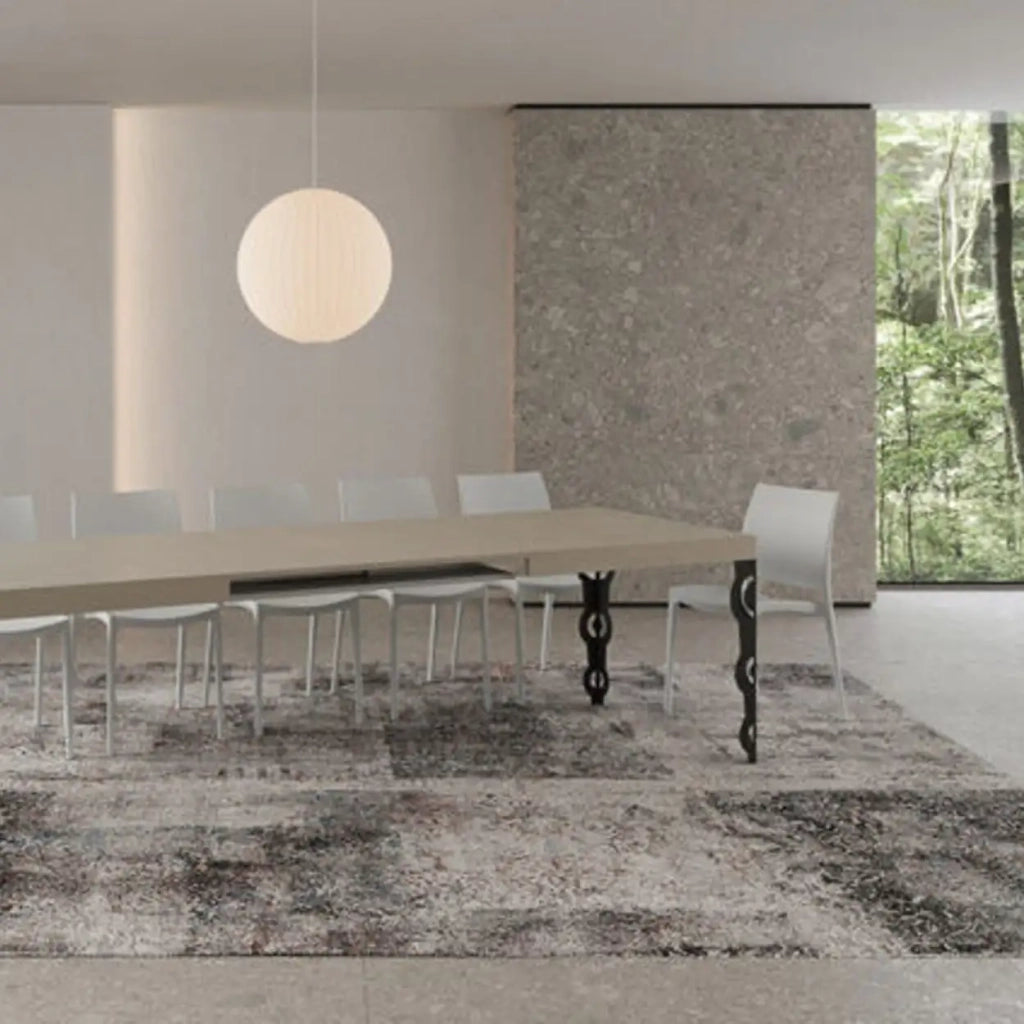 Tavolo allungabile 200/460x90 cm Karamay cashmere gambe antracite