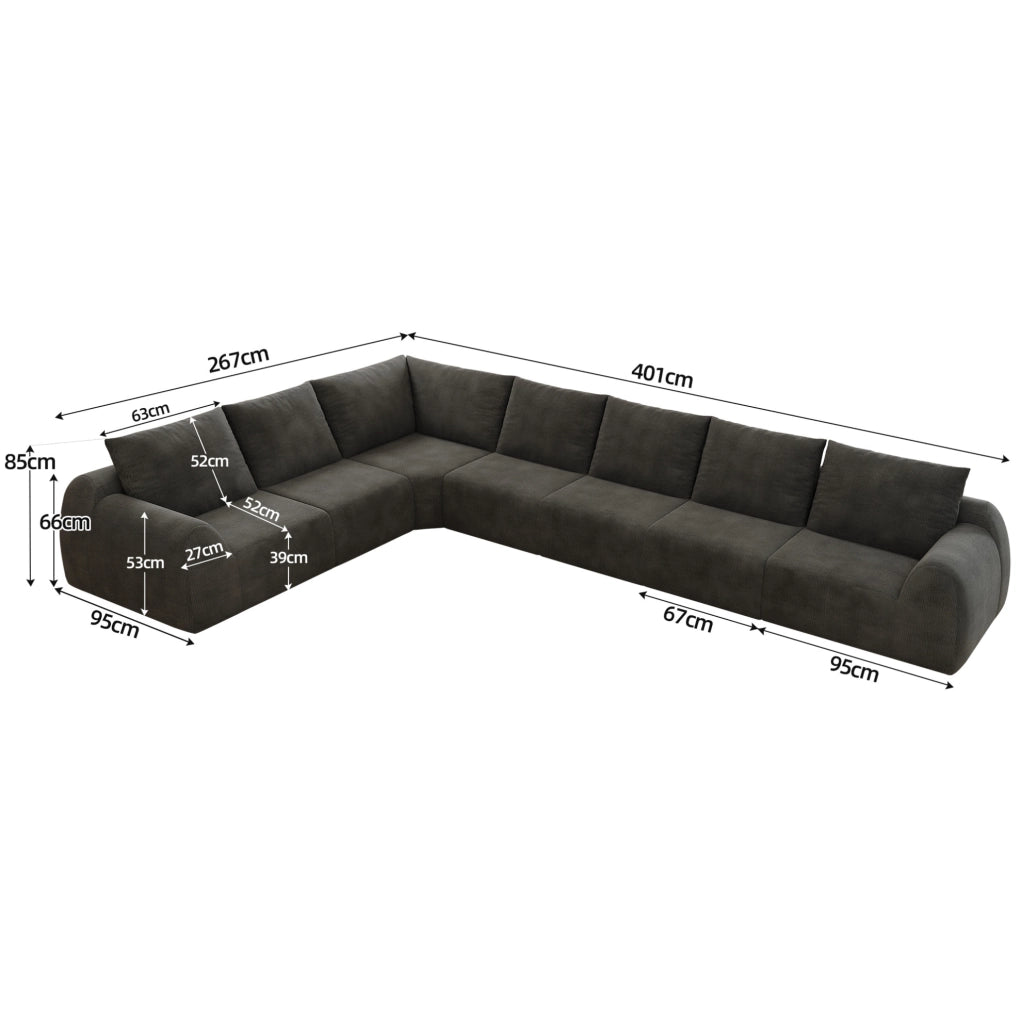 Divano in ciniglia 401x267x85 cm, grigio scuro, senza montaggio