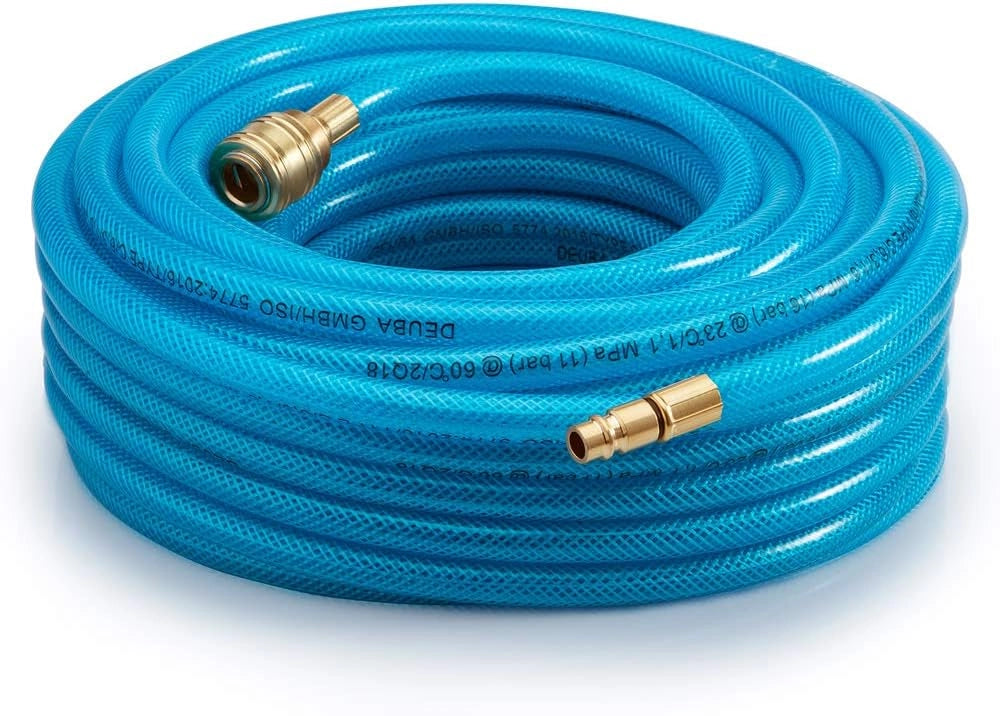 Tubo per Aria Compressa 20m 15 Bar Connettore 1/4' Incl. Sparachiodi 100 Punti 100 Chiodi