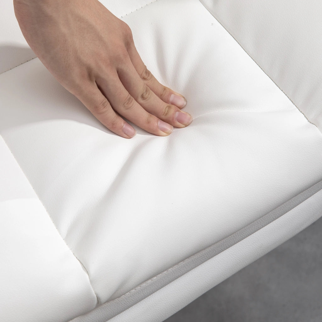 Sedia da ufficio ergonomica con schienale reclinabile e poggiapiedi in pelle rigenerata bianca 69 × 65 × 107-115 cm