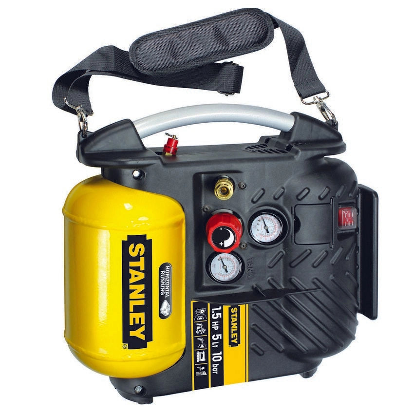 Stanley DN200-10-5 Airboss Compressore Portatile Oilless 5L 10 bar 180 l-min 1100W con Tracolla