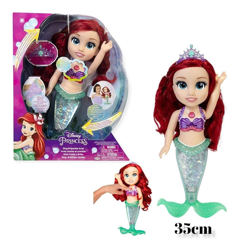 Trade Shop - Ariel Principessa Disney Bambola 35cm Parlante Musicale, Glitter, Si Illumina -