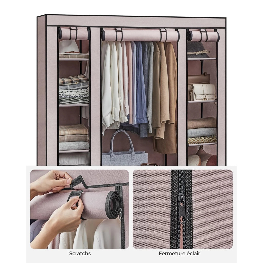 Armadio/guardaroba XXL in tessuto non tessuto 175 x 150 x 45 cm rosa 12_0004011