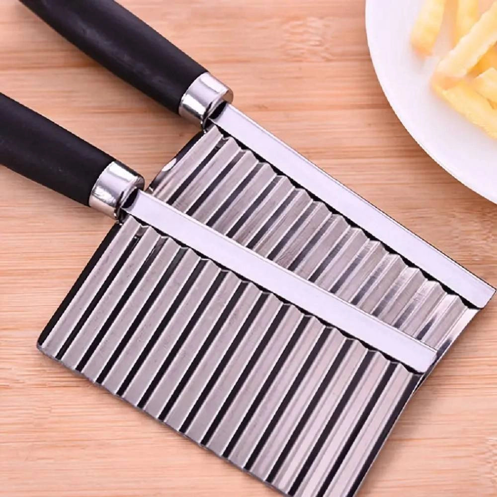Trade Shop - Coltello Ondulato Per Patate Cetrioli In Acciaio Affettatrice Accessori Cucina -