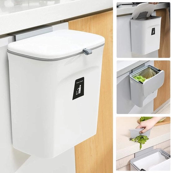 Cestino a sospensione con coperchio, 9 l, cestino a sospensione, piccolo cestino a sospensione, cucina, cestino a sospensione, caravan, cestino a sospensione per camper, montaggio a parete per camper