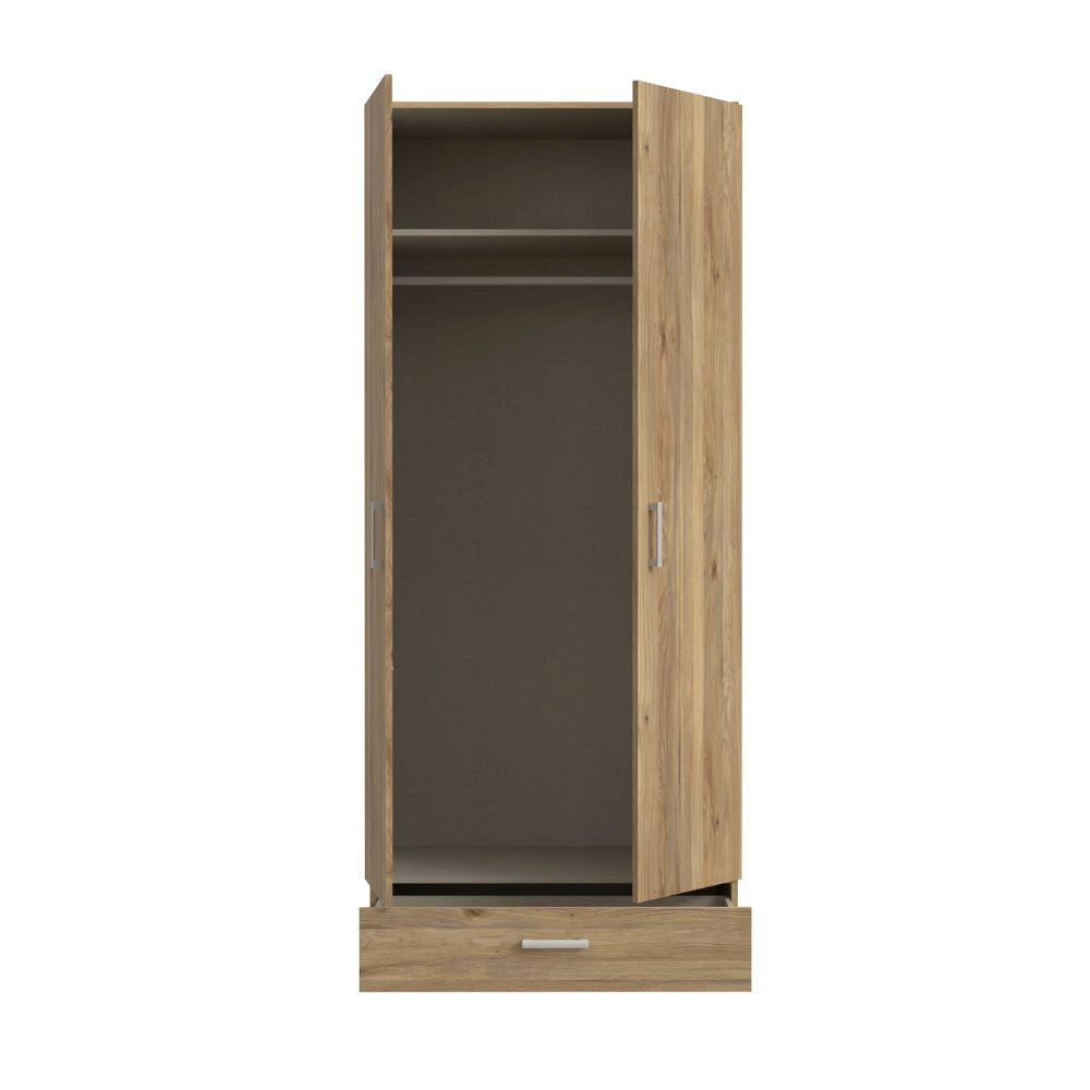 Armadio Arcadia 2 ante e 1 cassetto rovere 89x54x210.5H