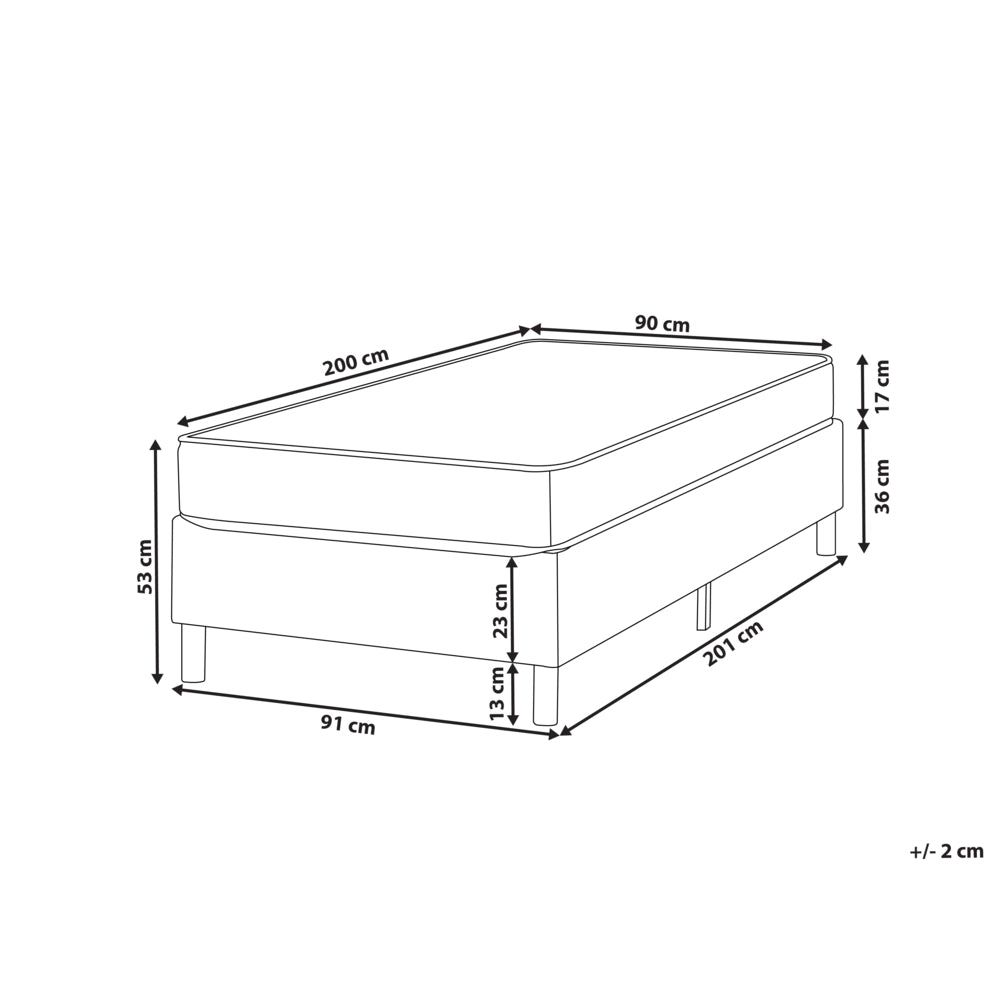 Letto singolo con rete in tessuto 90 x 200 cm con materasso a molle insacchettate senza testiera camera da letto grigio chiaro