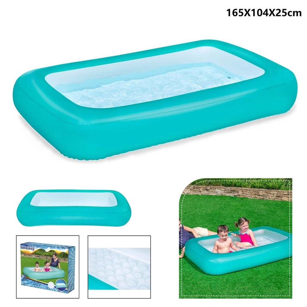 Trade Shop - Piscina Rettangolare Aquababe Con Fondo Gonfiabile 165x104x25 Cm Vari Colori 51115 -