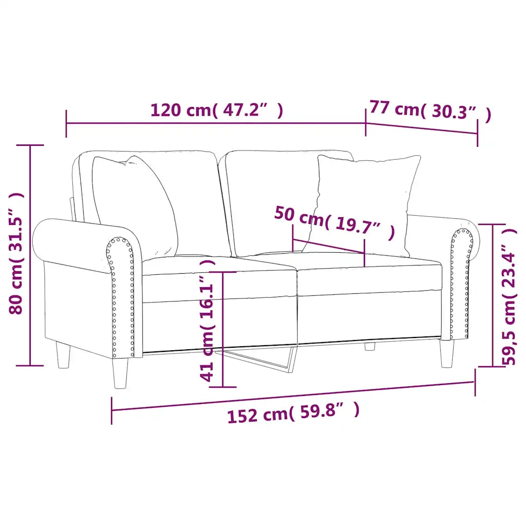 Divano a 2 Posti con Cuscini-Sofa 2 Posti con Cuscini Rosso Vino 120 cm in Velluto 807854