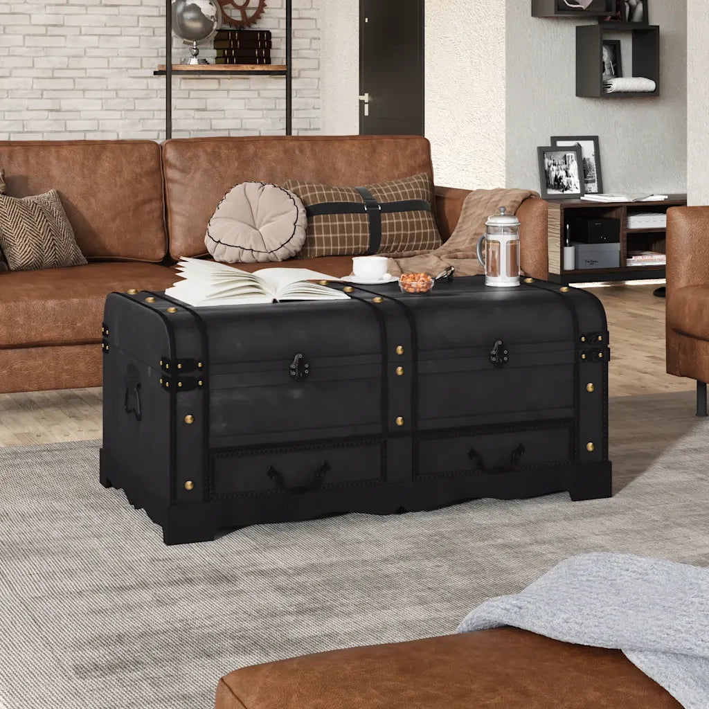 Baule del Tesoro in Legno Grande Nero CFW2736478