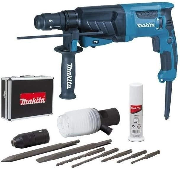 Makita HR2630TX4 - Scalpello SDS-Plus, 800 W, 26 mm, con kit di accessori Nero