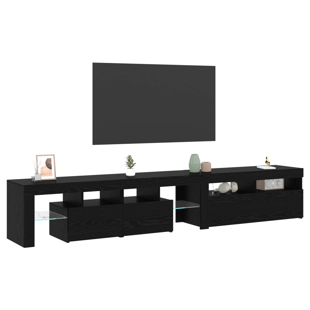 Mobili TV  2 pz con luci LED Rovere Nero Legno ingegnerizzato