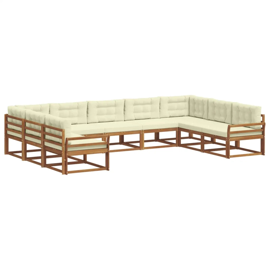 Set di divani da esterno con cuscino 9 pcs Naturale e Crema 3368168