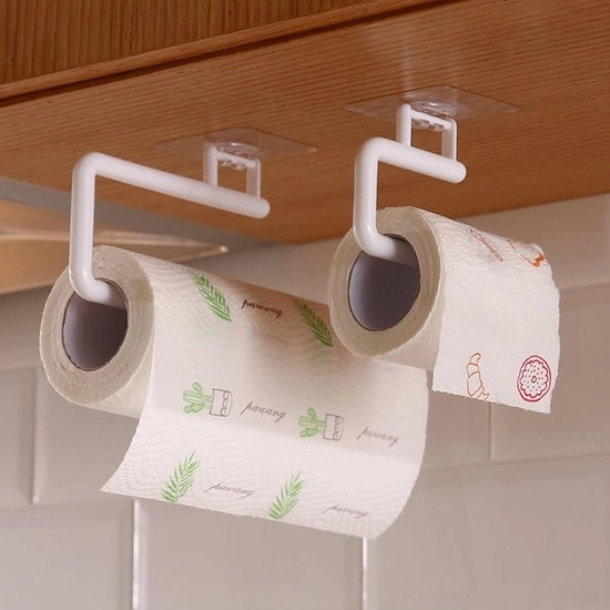 Set di 3 supporti per asciugamani da cucina senza perforazione - Sostegno per asciugamani da cucina - Supporto per asciugamani da cucina - Sostegno per asciugamani da cucina - Bianco 28,5 cm