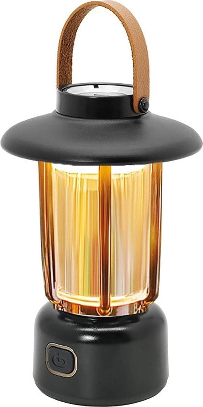 Lampada da campeggio portatile caricabile via USB con torcia 3 modalità di illuminazione IPX3 per camera da letto-soggiorno-cortile-campeggio-esplorazione-emergenze-nero
