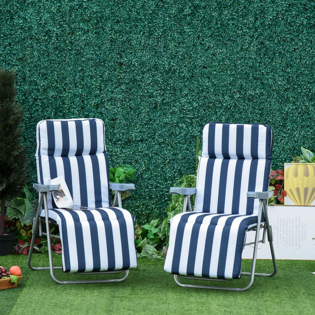 Sedia da giardino pieghevole con braccioli - Xylo - Set 2 pezzi blu 5 posizioni con cuscini