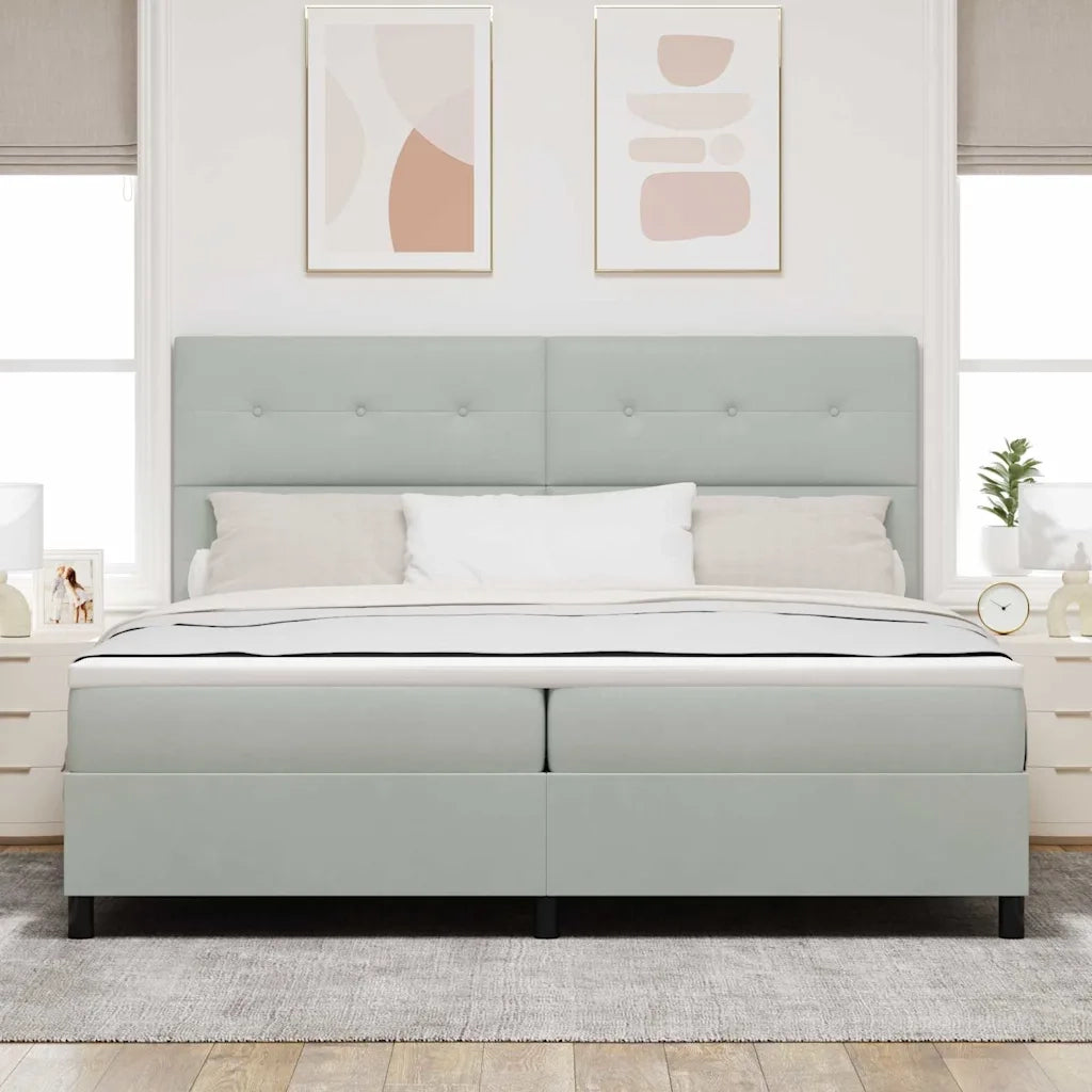 Letto a Sorgente LED Grigio chiaro 200 x 200 cm Velluto 3343334