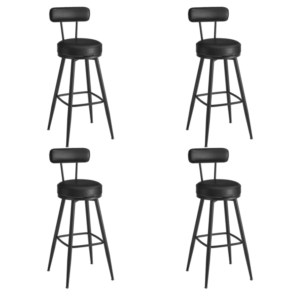 Set di 4 sgabelli da bar sedie da cucina di design con seduta imbottita in PU e cuciture moderne per cucina o bar nero 12_0005373