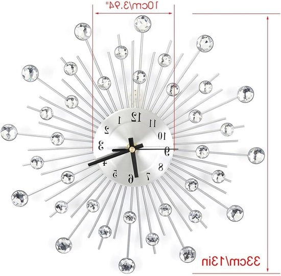 Orologio radio moderno controllato - decorazione 3D scintillante senza ticchettio - orologio silenzioso in metallo per soggiorno e ufficio