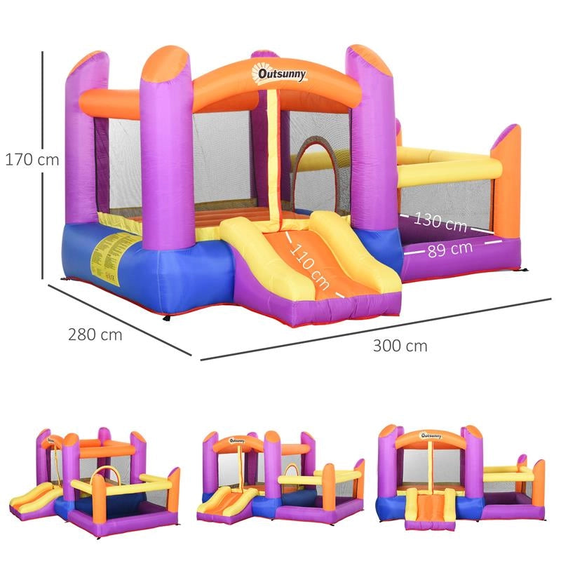 CASTELLO GONFIABILE PER BAMBINI CON SCIVOLO E PISCINA MULTICOLOR
