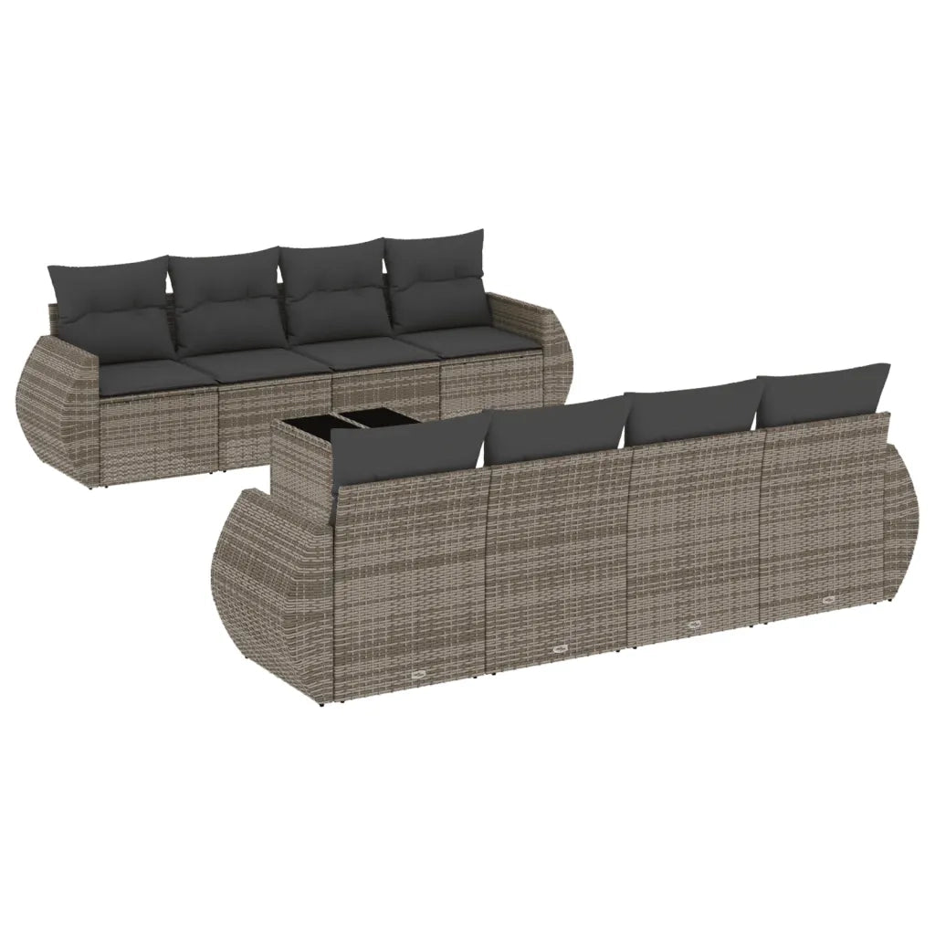 Set Divano da Giardino 9 pz con Cuscini Grigio in Polyrattancod mxl 112401