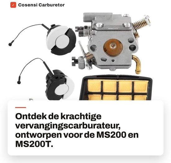Kit di sostituzione carburatore compatibile con MS200/MS200T - Set di sincronizzazione carburatore - Attrezzo di regolazione carburatore - Compatibile con MS200/MS200T - Codice OE: 1129 120 0653 - Carburatore per motori