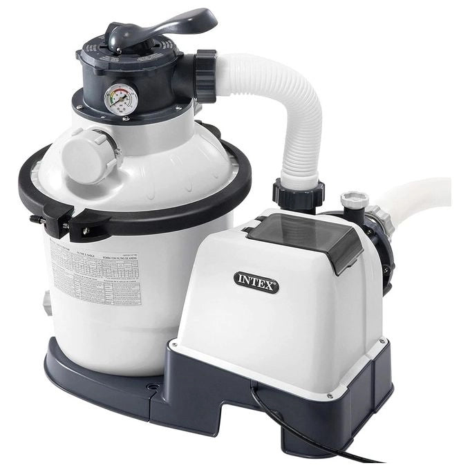 Intex 26644 Pompa Filtro a Sabbia Krystal Clear Flusso d'Acqua 5700 L-h Flusso di Sistema 4000 L-h Plastica Bianco Senza Clorinatore Flusso Acqua 5700 L-h