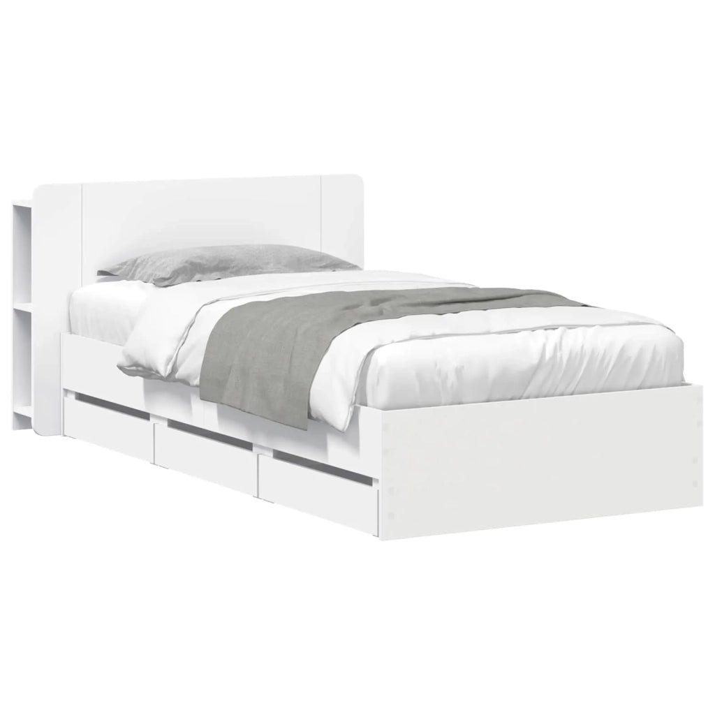 Struttura del letto con stoccaggio e testata Bianco 80 x 200 cm 3433918