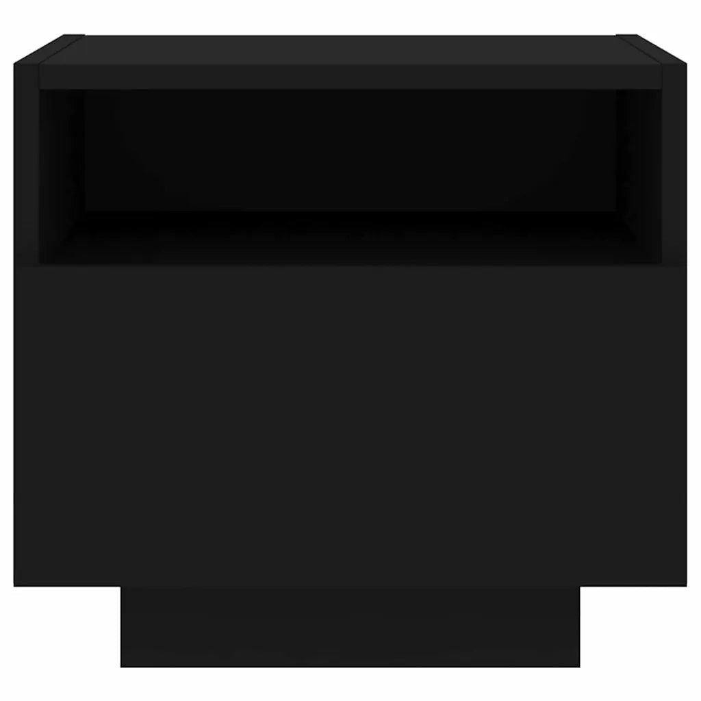 Set di 2 Comodini | Armadio da Notte | Mobiletto da notte con Luci LED Neri 40x39x37 cm