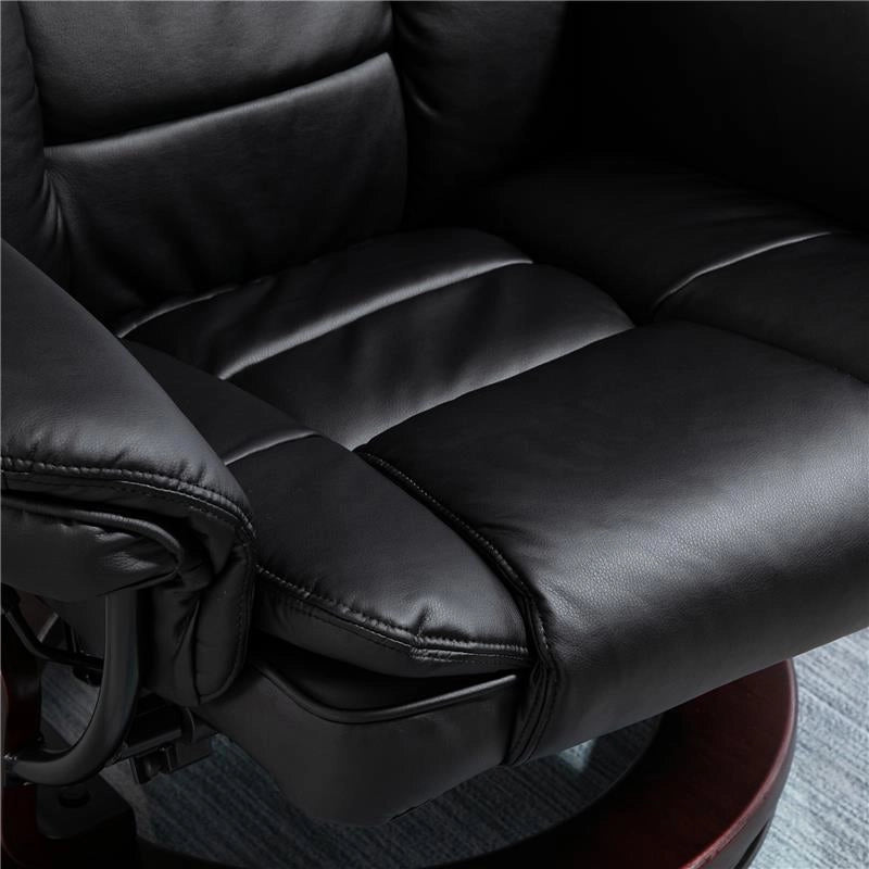 SET POLTRONA RELAX POUF POGGIAPIEDI GIREVOLE A 360° E RECLINABILE SIMILPELLE PU