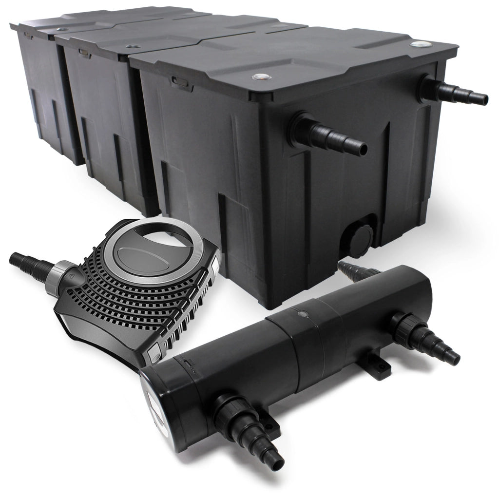 Set: Filtro bio per laghetto 90000l con Chiarificatore UVC 24W Pompa 80W