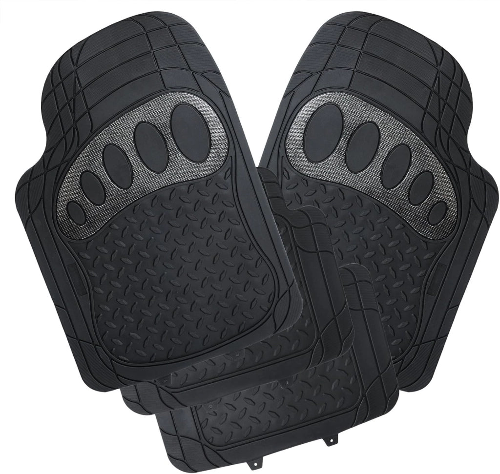 Tappetini Auto Universali Tagliabile Tappeto Antiscivolo Moquette Gomma Nero Set 4 Pezzi