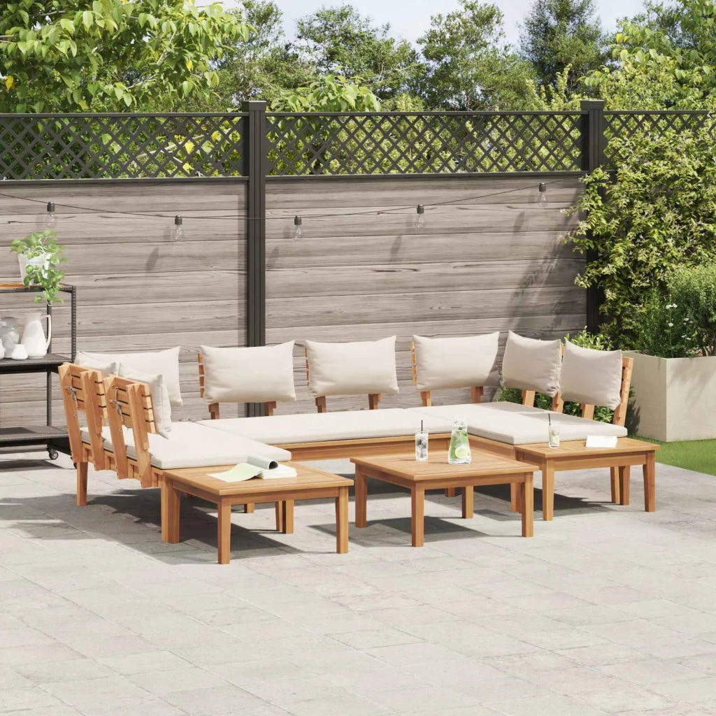Set Divano da Giardino 4 pcs Marrone e Crema
