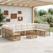 Set di divani da esterno 11 pcs Naturale e Bianco Crema 3437764