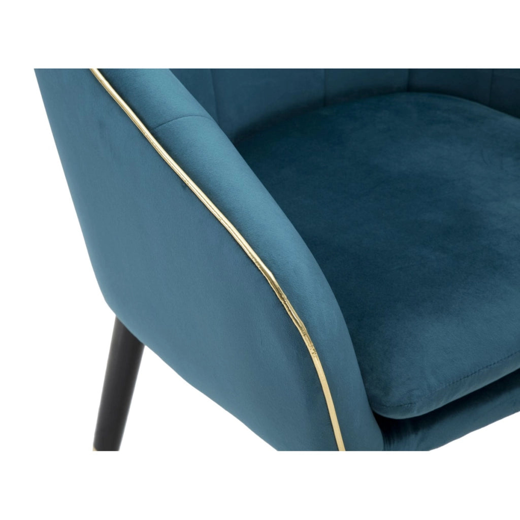 Poltrona Paris ottanio e gold in tessuto con gambe dorate – 62 x 58 x H 78 cm