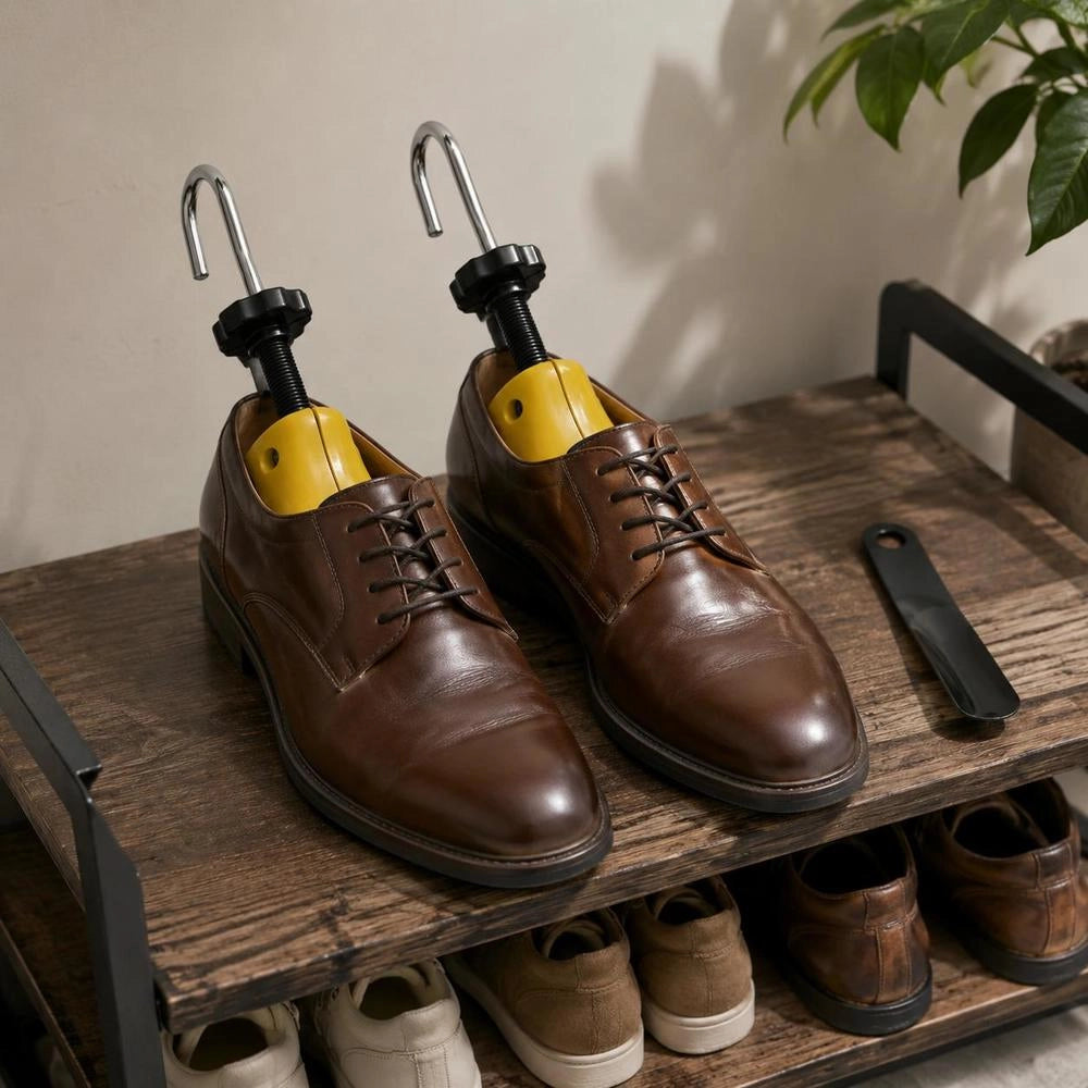 Shoe Tree With Shoehorn, Yellow, EU Size 41-46, Plastic