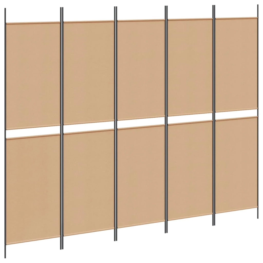 Pannello divisorio a 5 parti Beige 250 x 200 cm Tessuto